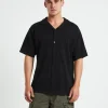 Clearance ARVUST Knitted Short Sleeve Resort Shirt In Black