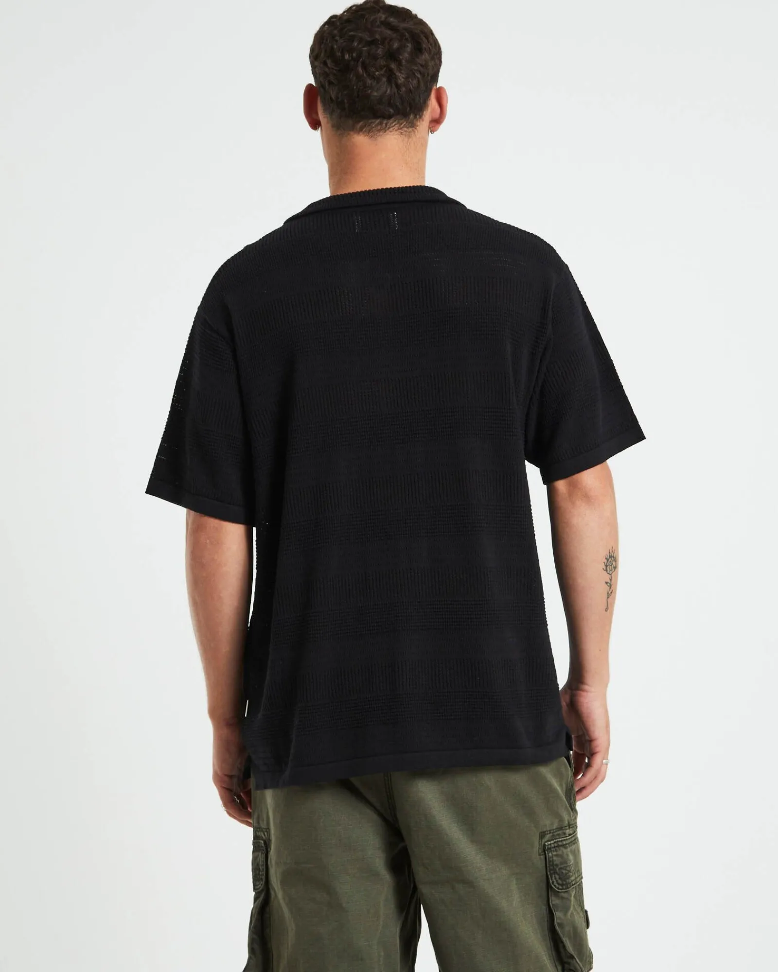 knitted_short_sleeve_reso_1.webp Clearance ARVUST Knitted Short Sleeve Resort Shirt In Black