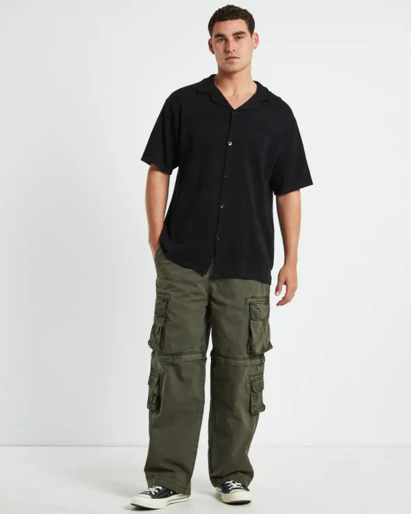 Clearance ARVUST Knitted Short Sleeve Resort Shirt In Black