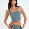 Online NEON HART Kristen Dipped Hem Square Neck Corset Top Green