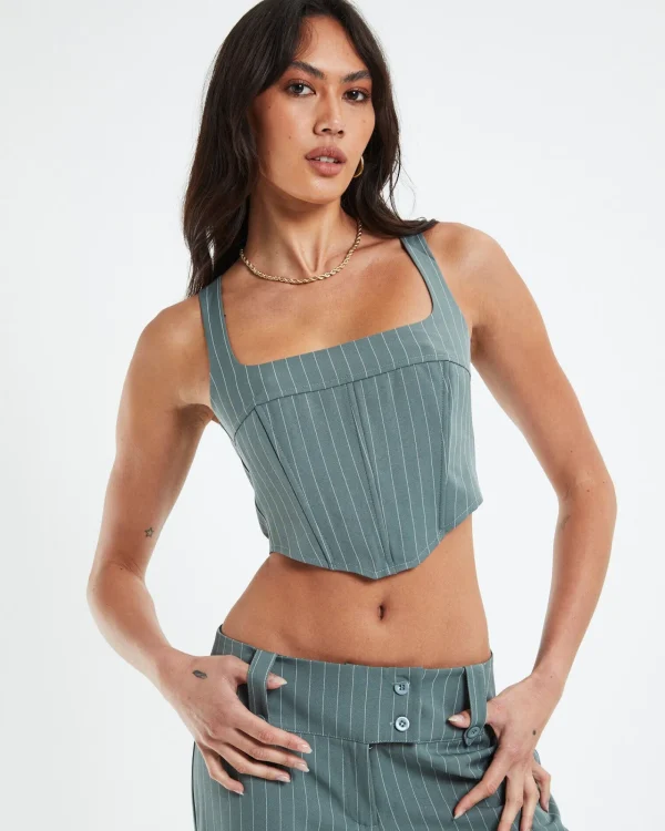 Online NEON HART Kristen Dipped Hem Square Neck Corset Top Green