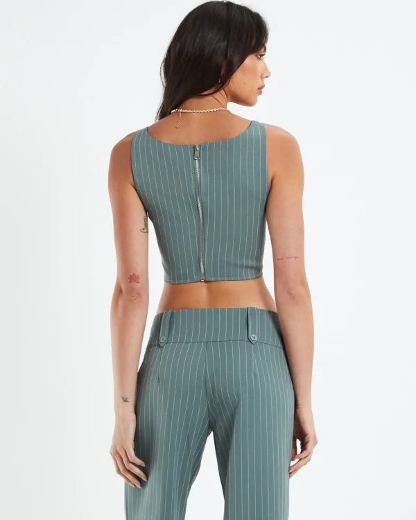 Online NEON HART Kristen Dipped Hem Square Neck Corset Top Green