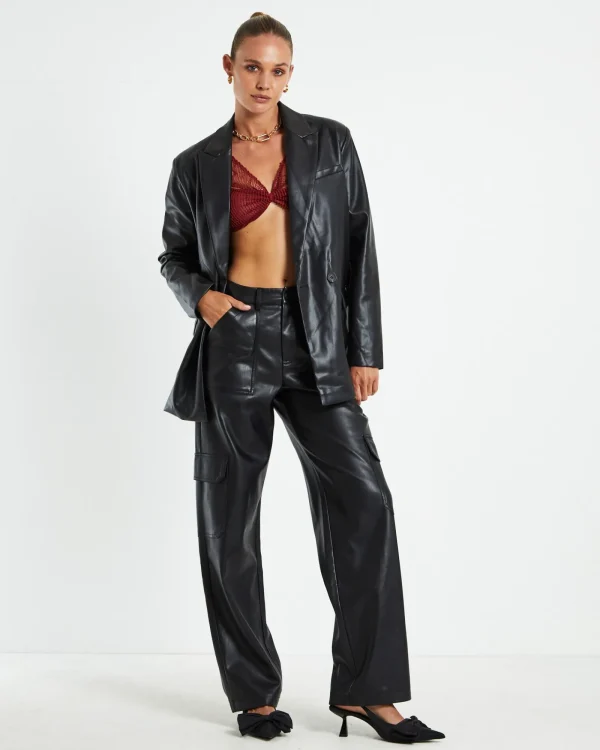 Sale ALICE IN THE EVE Kylie Boxy Pu Blazer Black