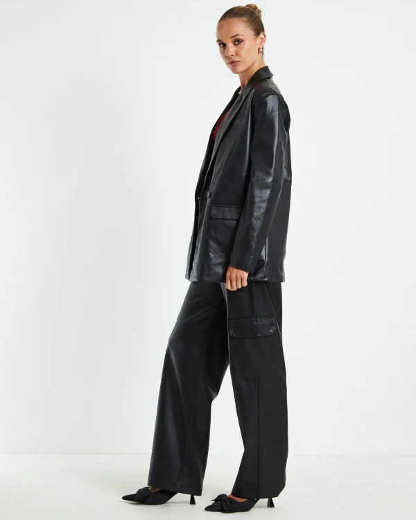 Sale ALICE IN THE EVE Kylie Boxy Pu Blazer Black