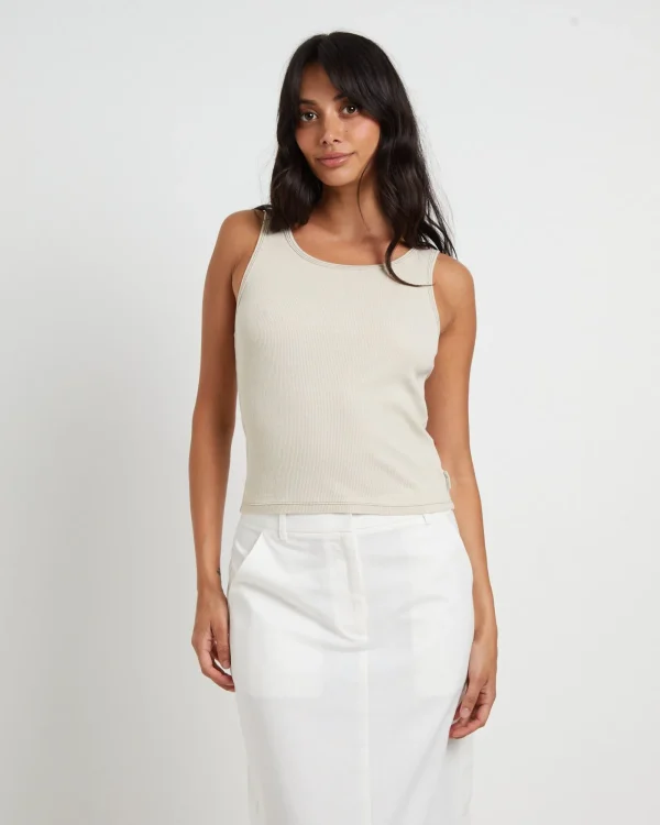 Shop SUBTITLED Lagoon Muscle Tank Top In Stone