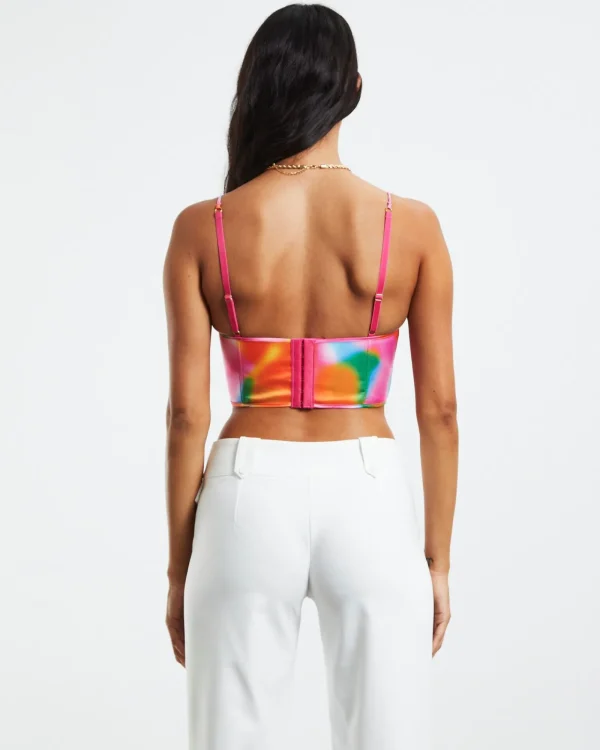Online LOVE NOTES Larissa Strappy Cross Front Sateen Corset Multi Print