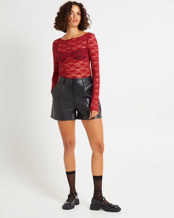 Online ALICE IN THE EVE Leah Sheer Long Sleeve Lace Top