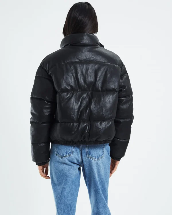 Online NEON HART Lennon Leather Look Puffa Jacket Black