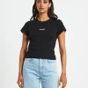 Sale AFENDS Lilah Organic Pointelle Fitted Tee In Black