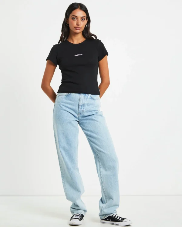 Sale AFENDS Lilah Organic Pointelle Fitted Tee In Black