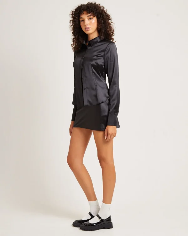 Sale ALICE IN THE EVE Lily Slimline Satin Long Sleeve Shirt