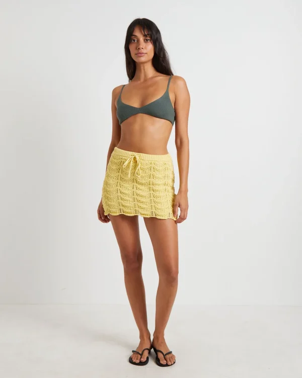 Store SUBTITLED Lori Scallop Crochet Mini Skirt In Lemon