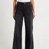 Clearance ONE TEASPOON Love Machines Mid Waist Super Wide Leg Denim Jeans Washed Black