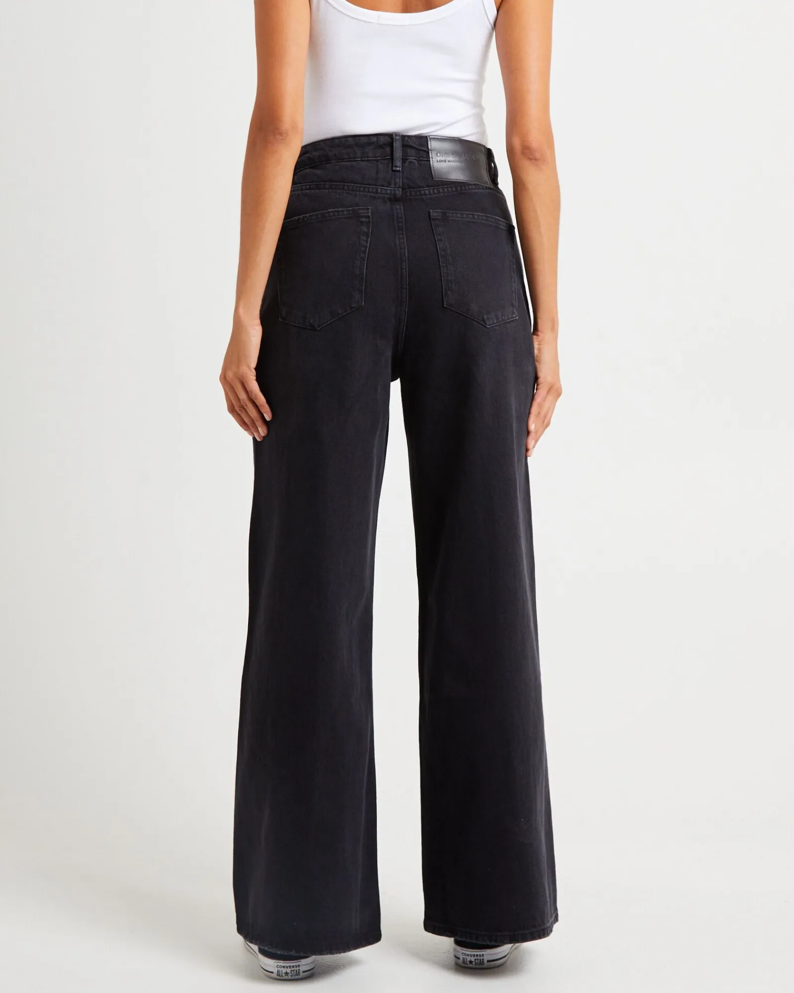 love_machines_mid_waist_s_1.webp Clearance ONE TEASPOON Love Machines Mid Waist Super Wide Leg Denim Jeans Washed Black