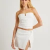 Outlet SUBTITLED Lui Cut Out Linen Bandeau Top In White