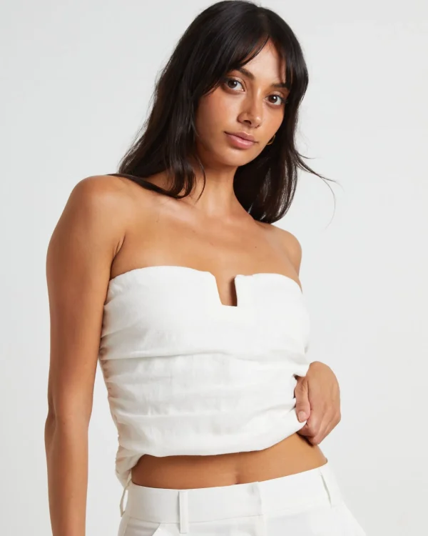 Outlet SUBTITLED Lui Cut Out Linen Bandeau Top In White