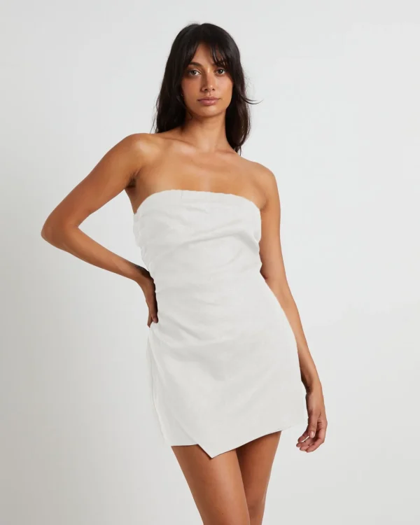 Outlet SUBTITLED Lui Linen Mini Dress White