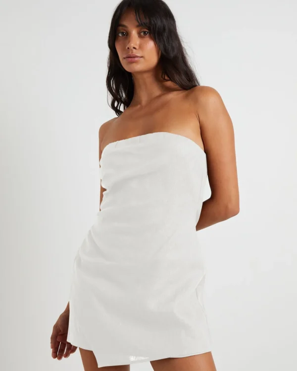 Outlet SUBTITLED Lui Linen Mini Dress White