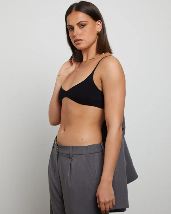 New GENERAL PANTS CO. BASICS Luxe Knitted Bralette Black