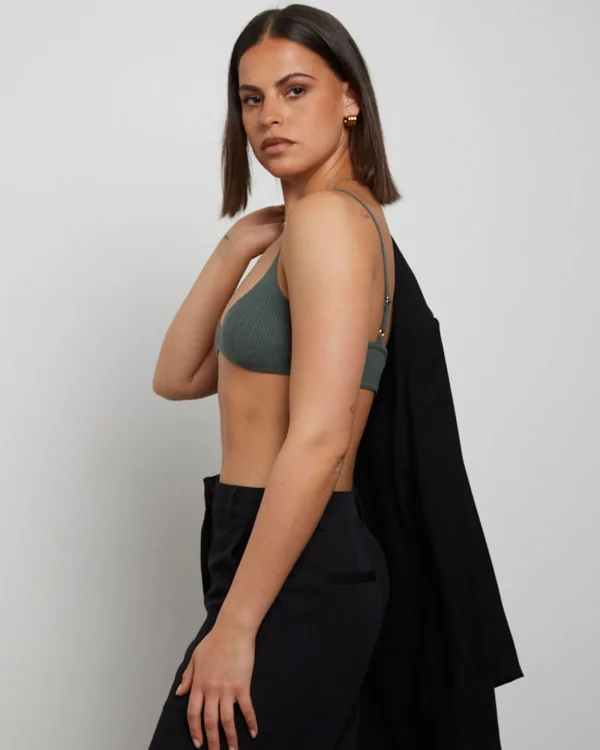 Cheap GENERAL PANTS CO. BASICS Luxe Knitted Bralette Green