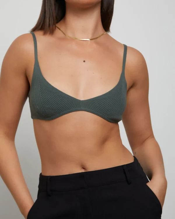 Cheap GENERAL PANTS CO. BASICS Luxe Knitted Bralette Green