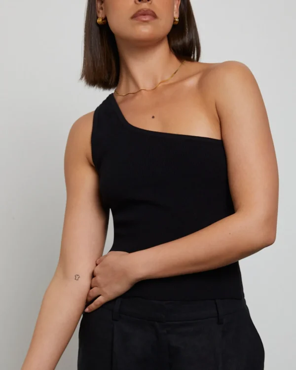 Fashion GENERAL PANTS CO. BASICS Luxe Knitted One Shoulder Top In Black