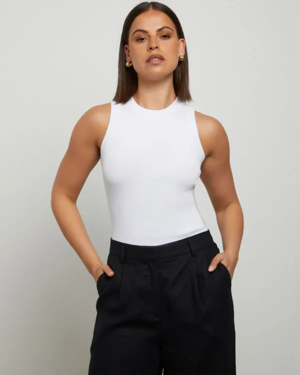 Online GENERAL PANTS CO. BASICS Luxe Knitted Tank Top In White