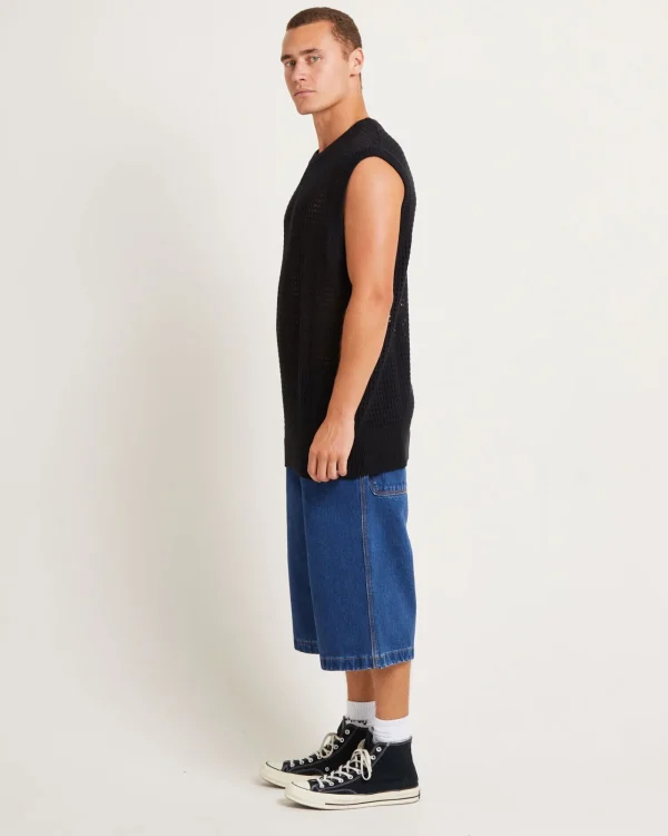 Sale BLACK NOISE WHITE RAIN Lydo Net Knit Vest In Black