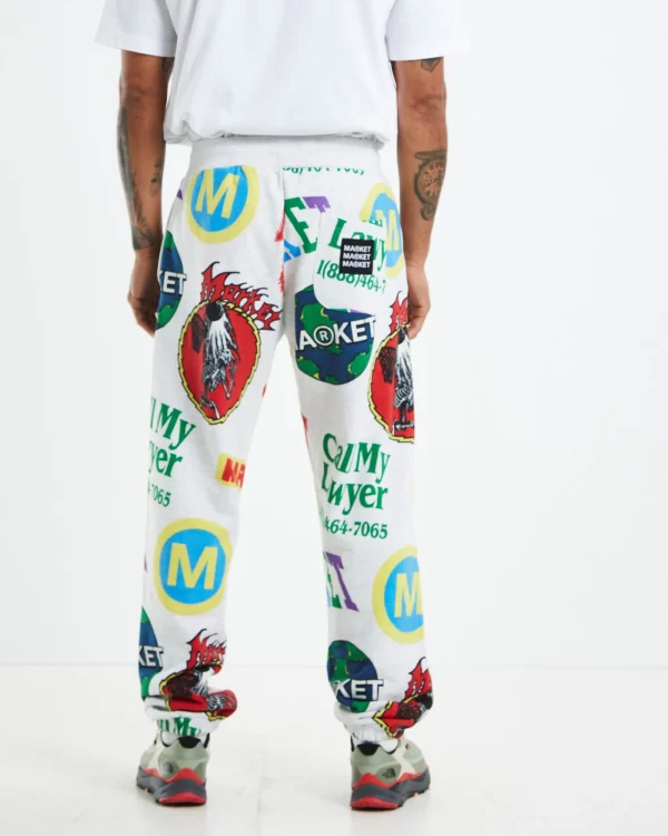 New MARKET Monogram Aop Sweatpants Ash Grey