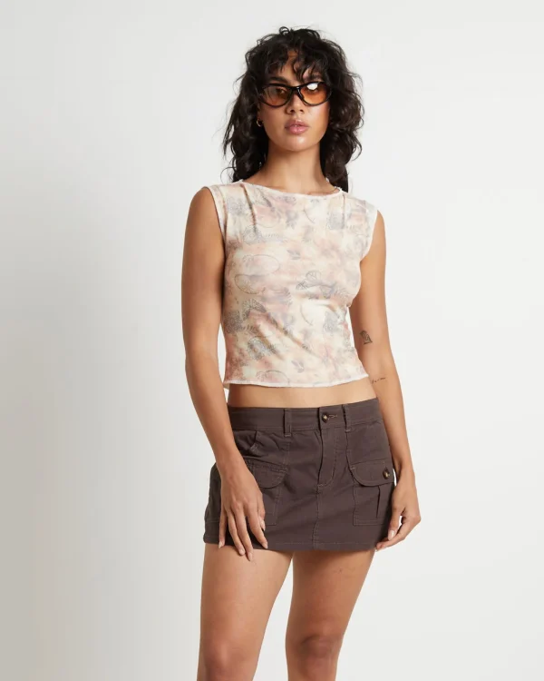 New NEON HART Maxine Tattoo Print Contrast Stitch Top In Assorted