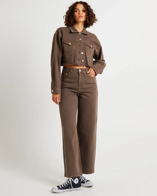 Store INSIGHT Mia Crop Denim Jacket Washed Sepia