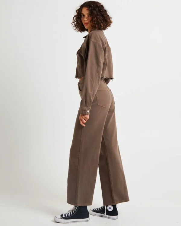 Store INSIGHT Mia Crop Denim Jacket Washed Sepia