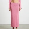 Store SUBTITLED Mika Knit Strap Midi Skirt In Strawberry Pink