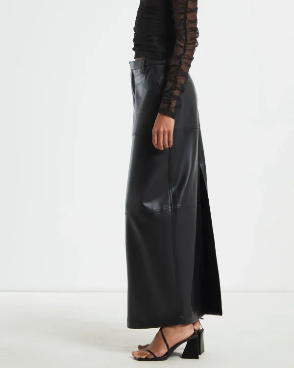Hot ALICE IN THE EVE Millie Leather Look Maxi Cargo Skirt Black