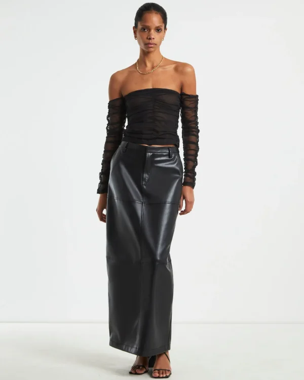 Hot ALICE IN THE EVE Millie Leather Look Maxi Cargo Skirt Black