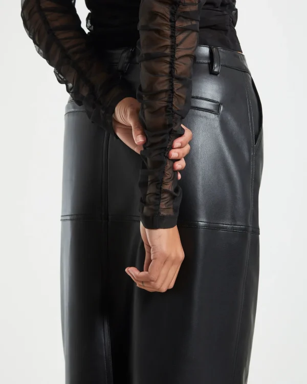 Hot ALICE IN THE EVE Millie Leather Look Maxi Cargo Skirt Black
