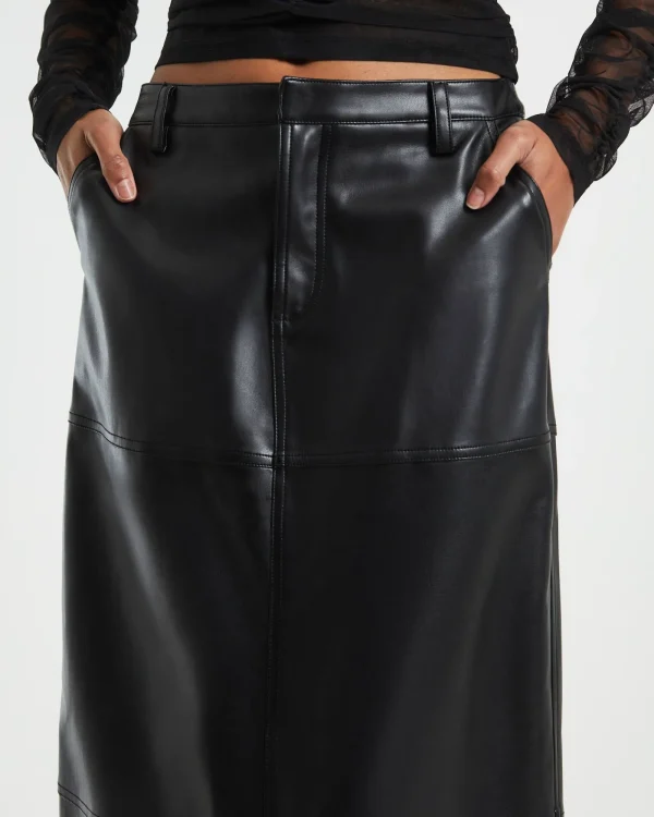 Hot ALICE IN THE EVE Millie Leather Look Maxi Cargo Skirt Black