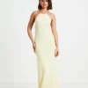 Discount SUBTITLED Mimi Knit Tie Back Midi Dress In Butter Yellow