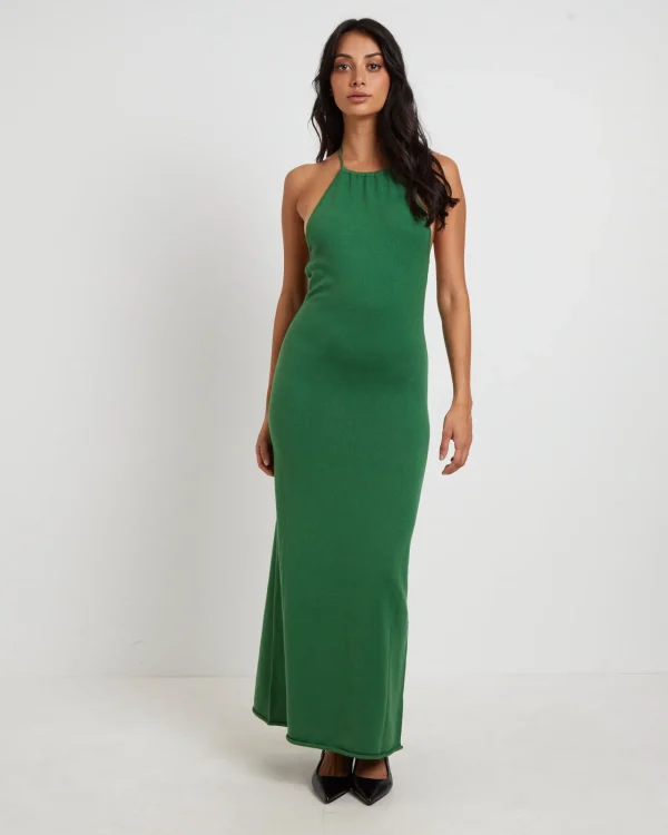Store SUBTITLED Mimi Knit Tie Back Midi Dress In Green