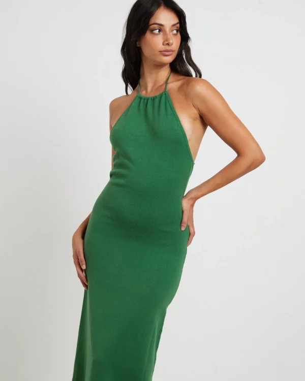 Store SUBTITLED Mimi Knit Tie Back Midi Dress In Green