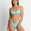 Outlet KULANI KINIS Minimal Tie Back Bikini Top In Aqua Ribbed