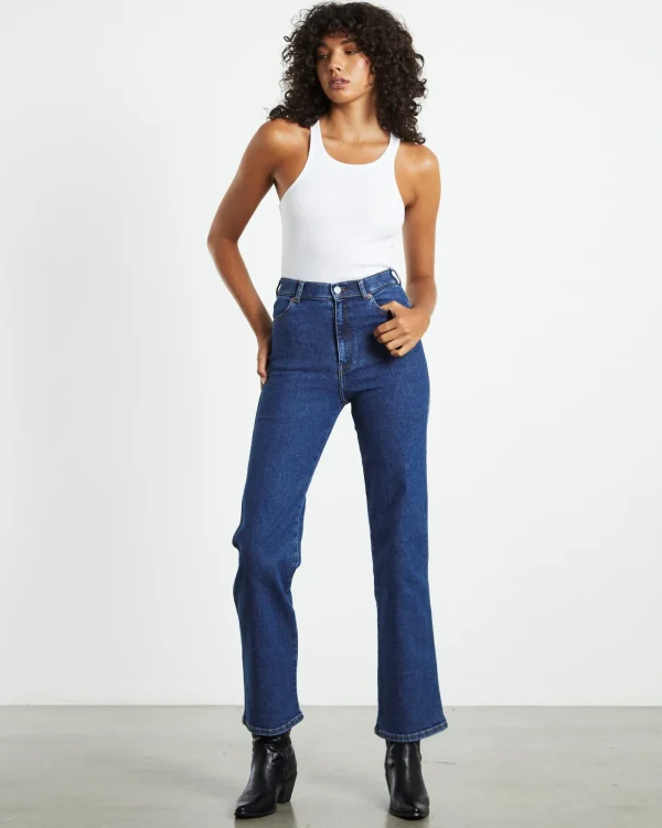 Cheap DR DENIM Moxy Straight Jeans Cape Dark Plain