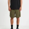 Best Sale BLACK NOISE WHITE RAIN Multi Pocket Utility Cargo Shorts In Army Green
