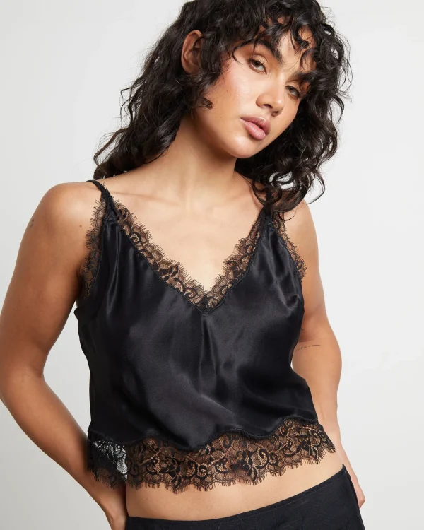 Clearance STUDIO Nadia Lace Framed Cami In Black