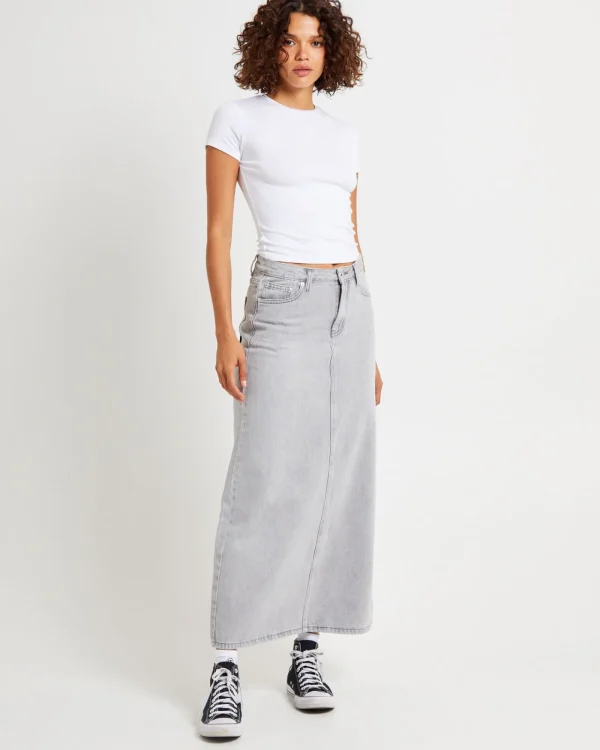 Cheap INSIGHT Nala Maxi Denim Skirt Pebble
