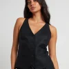 Store SUBTITLED Naomi Linen Halter Vest In Black