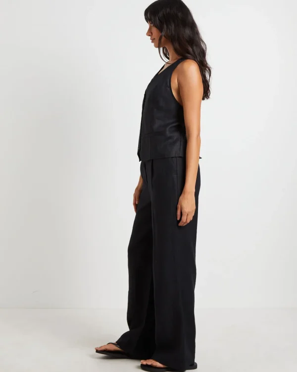 Store SUBTITLED Naomi Linen Halter Vest In Black