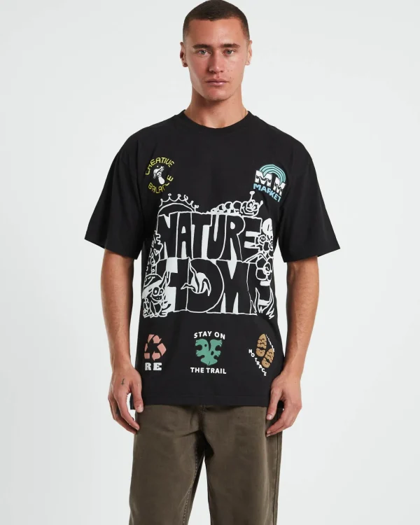 Clearance MARKET Nature Is Home Short Sleeve T-Shirt In Vintage Black