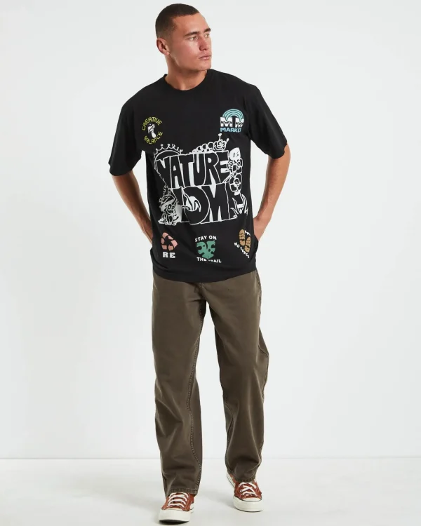 Clearance MARKET Nature Is Home Short Sleeve T-Shirt In Vintage Black
