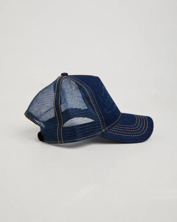 Outlet VON DUTCH Navy Stone Denim Trucker Cap